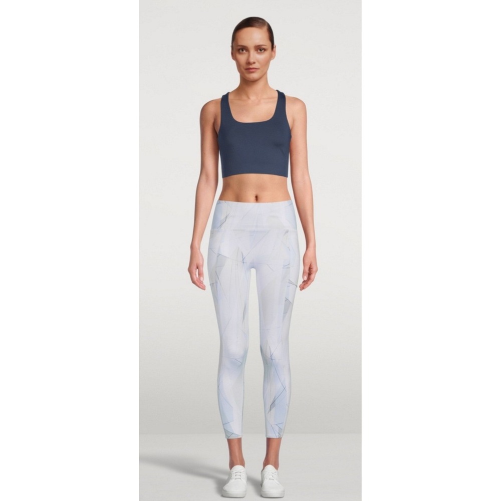 Sweaty Betty Super Sculpt High Waisted Yoga Leggings Blue Linear Print XS 27in